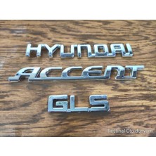 Restinal Hyundai Accent Gls Bagaj Yazısı Seti 3D Kaplama Krom 3 Parça Arka Kapı Amblem Logo 3mbantlı Uyumlu