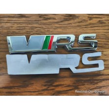 Restinal Skoda Vrs Uyumlu Metal Amblem 3D Krom Bagaj Kapı Arma 3m Bantlı Octavia Superb Fabia Spor Vrs Logo