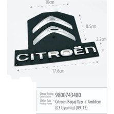 Restinal Citroen C3 Bagaj Yazısı ve Amblem Seti - 2009 2010 2011 2012 Uyumlu Abs Plastik 3m Bantlı Krom