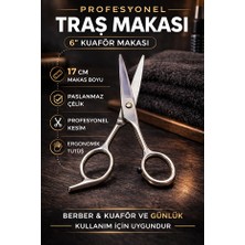 Eneci Kalın Tasarımpaslanmaz Çelik 17 cm Profesyonel Traş Makası Kuaför Makası 6"