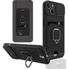 Zemira Home Newface iPhone 14 Plus Kılıf Zuma Kartvizitli Yüzüklü Silikon - Siyah