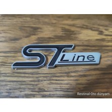 Restinal Ford St Line Arma 3D Siyah Krom Bagaj Yazısı Logo Emblem Etiket Uyumlu Metal Şık Yan Çamurluk Arması