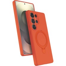 Dukkanıum Newface Samsung Galaxy S24 Ultra Regal Magsafe Standlı Kapak - Turuncu