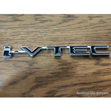Restinal I-Vtec Metal Amblem 3D Krom Oto Bagaj Kapı Çamurluk Yazı Logo Emblem 3m Bantlı Spor Motor Güç Amblem