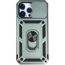 Zemira Home Newface iPhone 14 Pro Kılıf Pars Lens Yüzüklü Silikon - Yeşil