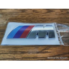 Restinal Bmw M Krom Kaplama Bagaj Arması Yazısı Logosu 3m 3D Abs Bmw E46 M Rozeti (8cm x 3cm M Logo)
