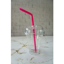 Plastik Milkshake Bardağı 50'li Kapaklı Içecek Şeffaf Meşrubat Bardağı Cup 350 Cc(Ml)