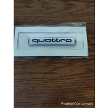 Restinal Audi Quattro Yazı Arma Logo 3D Krom Yapıştırma Sticker Oto Çamurluk Kapı Bagaj Universal