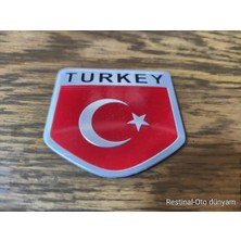 Restinal Türkiye Bayraklı Pleksi Rozet Oto Bagaj Kapı Amblem 3m Bantlı Krom Kaplama Arma Logo Türk Bayrağı