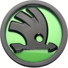Restinal Skoda Ön Amblem 90MM Rozeti Rapid Octavia Fabia Laura Superb Kodiaq Karoq Için Otomobil Yeşil