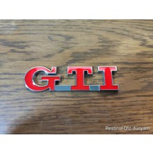 Restinal Gtı Metal 3D Arma Kırmızı Krom Oto Bagaj Kapı Emblem 3m Bantlı Spor Arma Gtı Yazı