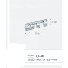 Restinal Peugeot 208 Gtı 2012–2019 Uyumlu Gtı Yazısı 4.7×1.4 cm Oem 8665.01 – Spor Logo