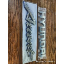 Restinal Hyundai Accent Admira Bagaj Yazısı Hyundai Logo Arma Seti 3D Krom Kaplama Plastik Oto