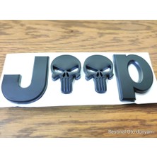 Restinal Siyah Metal Kafatası Arma Harf Seti Oto Bagaj Kapı 3D Emblem 3m Bantlı Offroad Suv Arma Aksesuar Trx