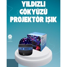 HERŞEYBURDAMODA Döner Galaxy Projektör Gece Lambası – Ay Yıldız Işıklı Atmosfer Lamba, USB Bağlantılı
