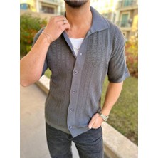 Elku Moda Gömlek Oversize Terletmez Fileli Kumaş Düğme Kapamalı Italyan Yaka Bol Kesim Salaş Gömlek
