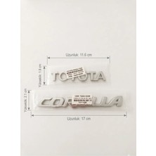 Restinal Toyota Corolla Bagaj Yazı Amblem Seti Toyota Corolla Krom Bagaj Logosu 17X2.1CM Toyota 11.6x1.9cm 3D