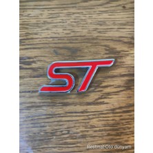 Restinal Ford Focus Fiesta St Yazı Arma 3D Kırmızı Krom Logo Yapıştırma Sticker Çamurluk Bagaj