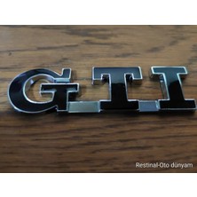 Restinal Vw Golf Gti Arma 3D Krom Siyah Bagaj Yazısı Logo Emblem Etiket Uyumlu Metal Arka Arma