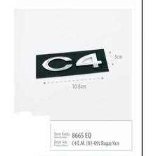 Restinal Citroen C4 Bagaj Yazısı - 2003 2004 2005 2006 2007 2008 2009 Uyumlu Abs Plastik 3m Bantlı Krom