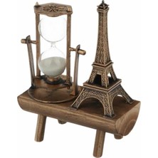 Dukkanıum Dekoratif Eyfel Kulesi ve Kum Saati Vintage Tarzı Masa Süsü Biblo