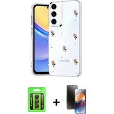 Galaxy A15 4g Yörünge Form - Siyah 3D Antistatik Mat Seramik Nano Ekran Koruyucu + Siyah Raze Metal Kamera Lens