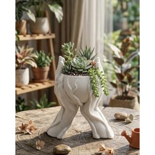 VeraGlobe Buğz Sanatsal El Figürlü 3D Baskı Dekoratif Saksı Vazo Ev Ofis Dekoru