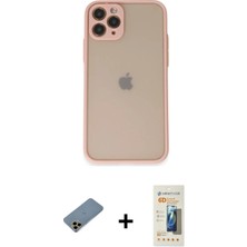 Cepte Toptan iPhone 11 Pro Ahenk Çizgi Serisi - Siyah 6d Mat Seramik Hayalet Nano Ekran Koruyucu + Gold Shine Kamera Lens Koruma Cam
