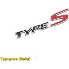 Restinal Type S Metal Yapışma Arma Siyah Kırmızı 3D Logo Oto Aksesuar Ön Arka Amblem Sticker Çamurluk Bagajı