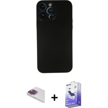 Cepte Toptan iPhone 13 Pro Max Yadigar Yansıma Serisi - Siyah Bilvis 5in1 5d Magic Hayalet Cam Ekran Koruyucu + Gökkuşağı Pers Alüminyum Kamera Lens
