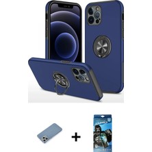 Cepte Toptan iPhone 12 Pro Max Odak Form Prime - Siyah 34D Izgaralı Cam + Gümüş Shine Kamera Lens Koruma Cam