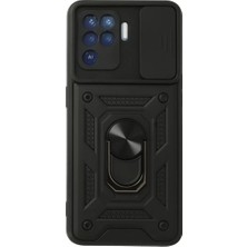 Stylmenplus Newface Oppo Reno 5 Lite Kılıf Pars Lens Yüzüklü Silikon - Siyah