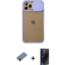 Cepte Toptan iPhone 11 Pro Vadi Çizgi - Siyah 3D Antistatik Hayalet Cam Ekran Koruyucu + Kırmızı Metal Kamera Lens Koruma Cam