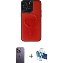 iPhone 13 Pro Max Zirve Işık Serisi - Siyah 3D Antistatik Cam Ekran Koruyucu + Beyaz Neon Fosforlu Kamera Lens