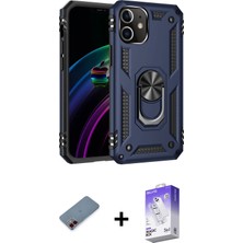 Cepte Toptan iPhone 12 Ahenk Klasik Koleksiyonu - Siyah Bilvis 5in1 3D Magic Cam Ekran Koruyucu + Kırmızı Metal Kamera Lens Koruma Cam