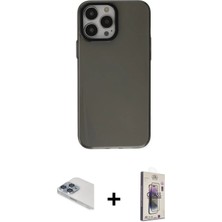 Cepte Toptan iPhone 13 Pro Max Zirve Doku Koleksiyonu - Siyah Bilvis 3D Cam Ekran Koruyucu + Sierra Blue Pers Alüminyum Kamera Lens