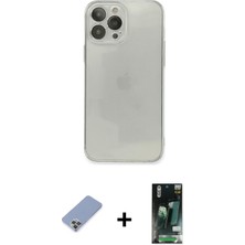 Cepte Toptan iPhone 13 Pro Ahenk Doku - Şeffaf 360 Full Body Arka Koruyucu + Koyu Yeşil Metal Kamera Lens Koruma Cam