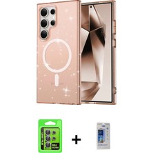 Cepte Toptan Galaxy S24 Ultra Nova Asil Prime - Siyah Durable Full Glue Curved Cam + Mor Raze Metal Kamera Lens