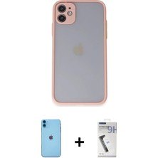 iPhone 11 Ahenk Çizgi Serisi - Şeffaf Uv Polymer Nano Ekran Koruyucu + Mavi Neon Fosforlu Kamera Lens