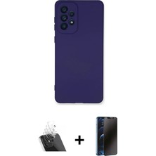 Cepte Toptan Galaxy A53 5g Ahenk Serisi - Siyah 3D Antistatik Hayalet Cam Ekran Koruyucu + Şeffaf Kamera Lens Koruma Cam