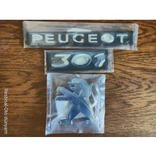 Restinal Peugeot 301 Bagaj Arması 301 Bagaj Yazısı Peugeot Yazı 3 Adet Set Bagaj Krom Kaplı 2017 ve Sonrası