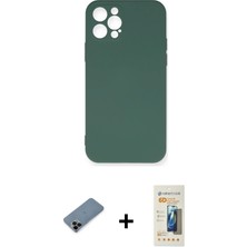 Cepte Toptan iPhone 12 Pro Max Ahenk Serisi - Siyah 6d Mat Seramik Hayalet Nano Ekran Koruyucu + Siyah Shine Kamera Lens Koruma Cam