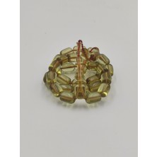 Altuntaş Aksesuar Usta Işcilikli Şeffaf Su Yeşili  Ateş Kehribar Tesbih 8 * 12 mm  Kapsul Kesim Takımlı Sistemli