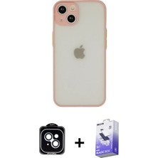 Cepte Toptan iPhone 14 Ahenk Çizgi Serisi - Siyah Bilvis 5in1 5d Magic Hayalet Cam Ekran Koruyucu + Mavi Pvd Metal Kamera Lens