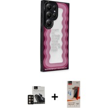 Galaxy S23 Ultra Odak Klasik Serisi - Siyah Autokit 5in1 Fiber Hayalet Cam Ekran Koruyucu + Gold Pvd Metal Kamera Lens