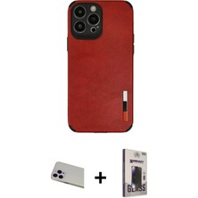 Cepte Toptan iPhone 13 Pro Max Doruk Asil Koleksiyonu - Siyah Bilvis Hayalet Cam Ekran Koruyucu + Mor Rainbow Kamera Lens Koruma Cam