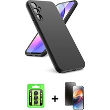 Cepte Toptan Galaxy A24 4g Kozmos Yansıma Özel Seri - Siyah 3D Antistatik Mat Seramik Nano Ekran Koruyucu + Siyah Raze Metal Kamera Lens