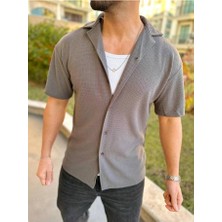 Elku Moda Gömlek Oversize Terletmez Kumaş Düğme Kapamalı Italyan Yaka Bol Kesim Salaş Gömlek