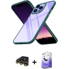 iPhone 13 Pro Max Nova Işık Serisi - Siyah Bilvis 5in1 5d Magic Hayalet Cam Ekran Koruyucu + Gold Raze Metal Kamera Lens