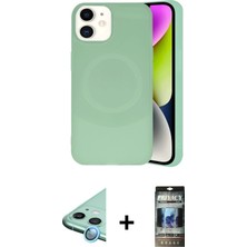 iPhone 11 Ufuk Serisi - Siyah 34D Hayalet Izgaralı Cam + Mavi Raze Metal Kamera Lens